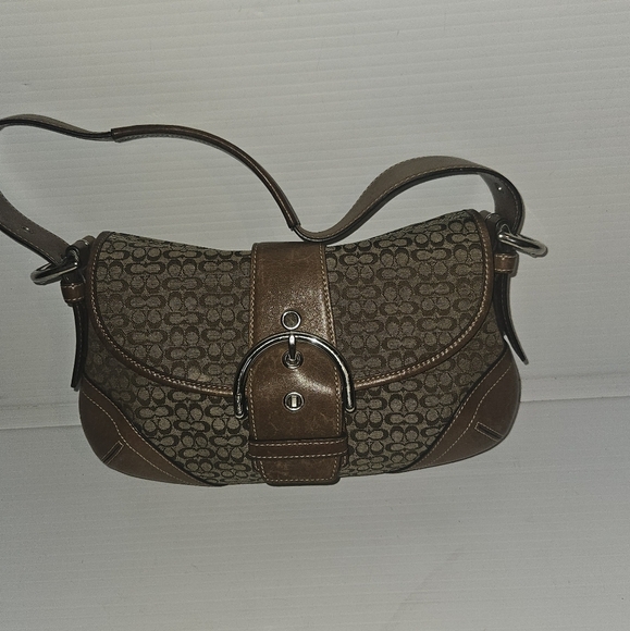 Coach Y2K Soho Brown Signature "C" Shoulder Bag 6818 Silver Buckle Vintage Small - Picture 4 of 14